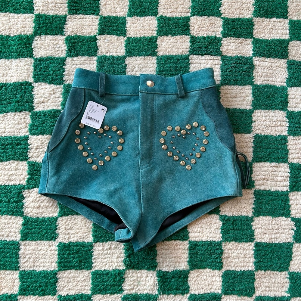 Understated Leather Wanted Shorts in Turquoise Stone